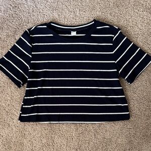 Navy and White Striped Crop Top